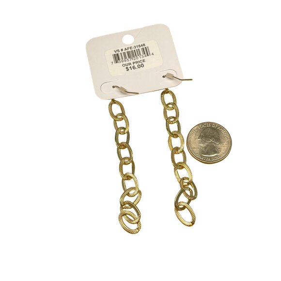 Charming Charlie Hypoallergenic Gold-Tone Chain Link Drop Earrings MSRP 16 - Picture 3 of 5